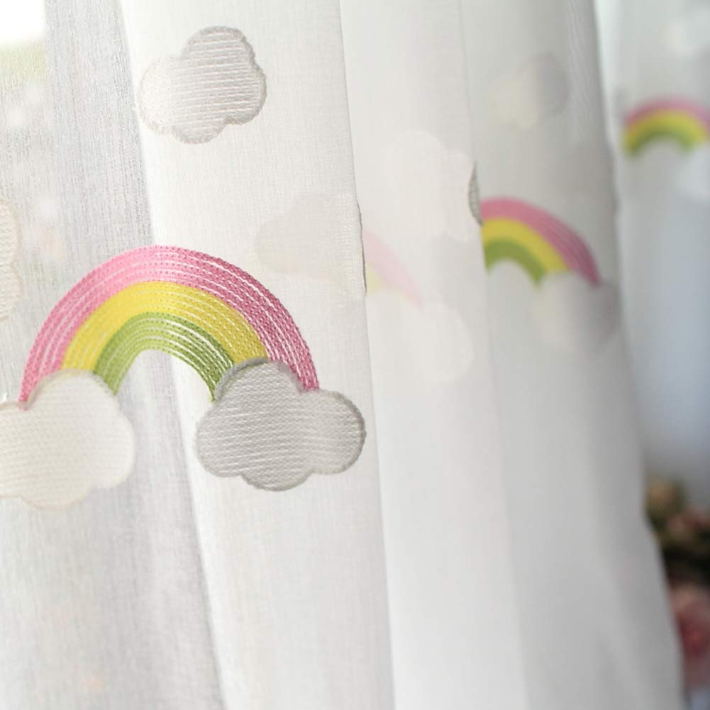 Broderie rideau arc-en-ciel en tulle pour transformer la chambre en un nuage