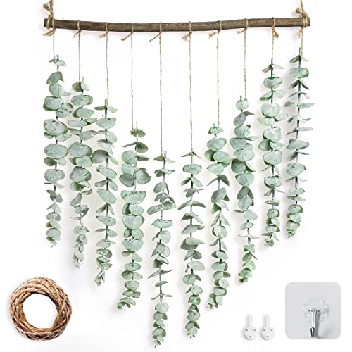 Artificial Eucalyptus Wall Hanging Decor - Fake Eucalyptus Leaves Greenery Vines Wall Hanging Plants - Farmhouse Rustic Boho Decor for Bathroom Bedroom Livingroom Decorations