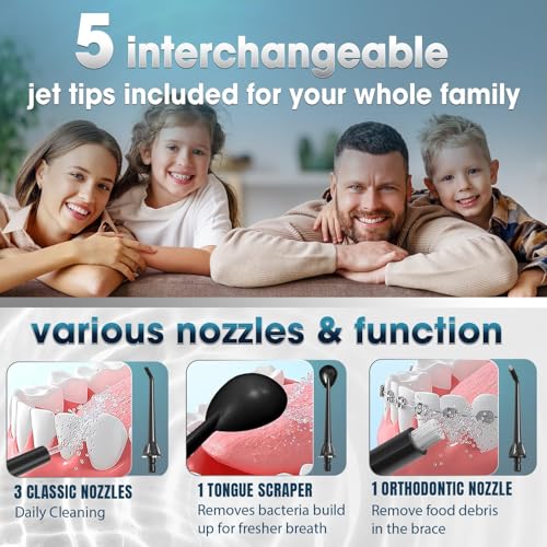 Nicwell F5025 Water Dental Flosser Teeth Pick - Cordless Portable 4 Modes Rechargeable Flossers Oral Irrigator Ipx7 Waterproof Travel Gum Floss Cleaner Deep Cleaning Flossing Picks thumb #5