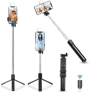 GADGETSWEAR Selfie Stick with Tripod Stand, 3 in 1 Multifunctional Design, Rechargable LED Light with Two Brighness Levels... Price In India
