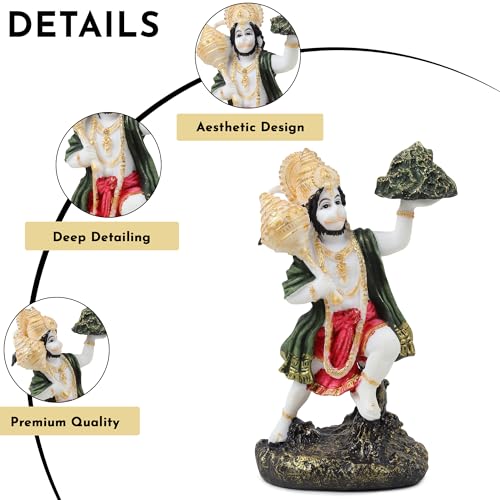 Image of ARMONIA Hanuman Ji God Idol for Home Decor - 9 Inch Resin Bajrangbali Murti Figurine, Best Spiritual Gift for Wedding, Pooja Room, Car Dashboard, Living Room,Housewarming (Including Cloth)