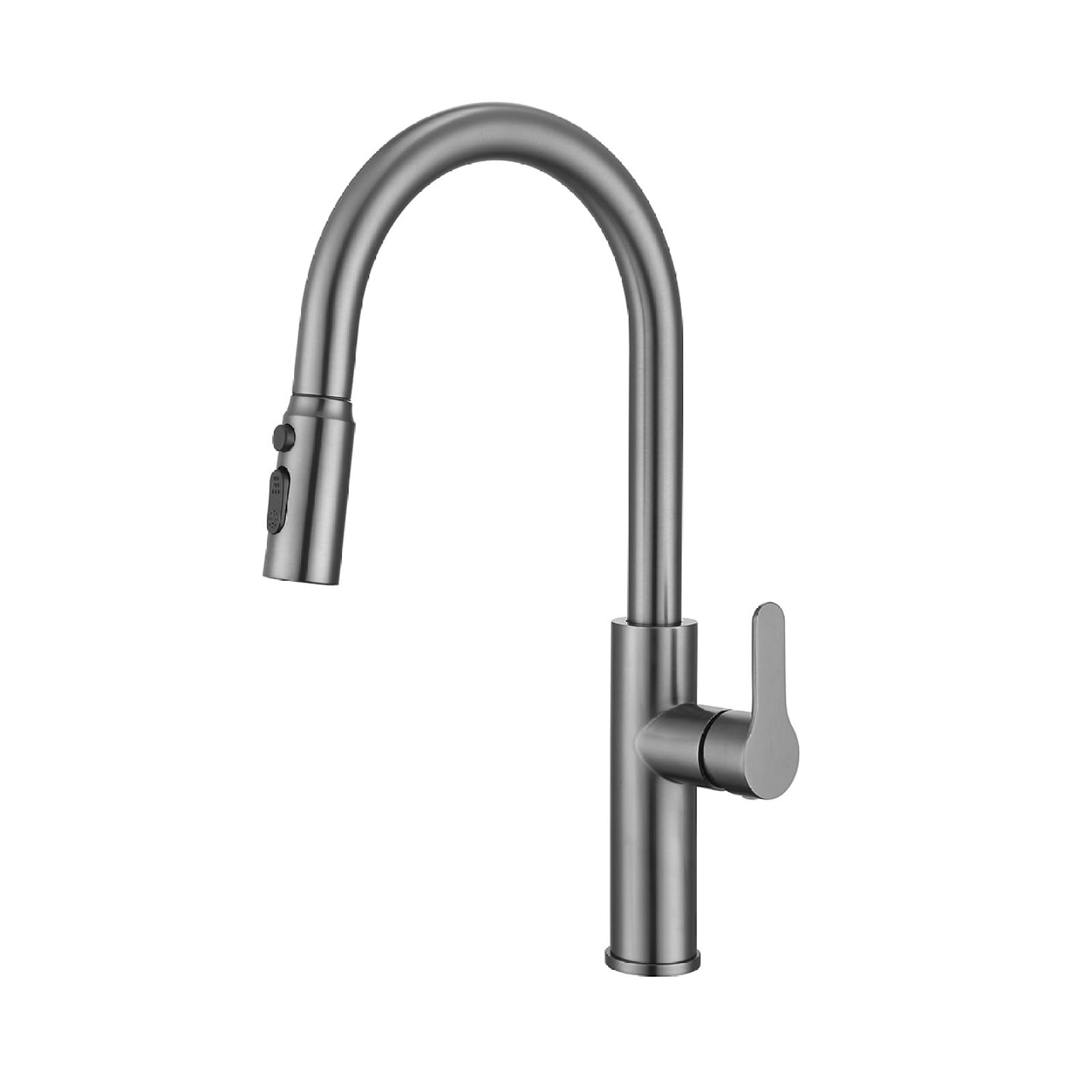 Fanjubei Gray Stainless Steel Pull-Out Rotating Kitchen Faucet,