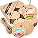 Produktbild Crocowood 70 St Blanko Holzscheiben mit Loch - 4cm Rund Holzscheiben zum Basteln Bemalte Holzkreise - Unbehandelte Holzplättchen Rund für Streudeko & Weihnachten - Holz Basteln Holzscheibe Rund