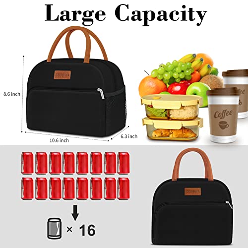 Lunch Bag Women, Lunch Box Lunch Bag For Women Adult Men, Small Leakproof Cooler Cute Lunch Boxes Tote Bags Large Capacity Reusable Insulated Lunch Container For Work Office Picnic Or Travel (Black) #TOP2