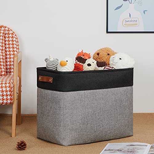 Dullemelo Fabric Storage Baskets 2 Pack - 17X12X15 Inch Large Foldable Fabric Organizer For Storage Decorative Storage Bins For Home,Closet(Black&Grey) #TOP1