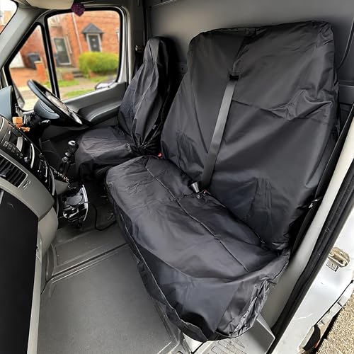 myXplorer Heavy-Duty Waterproof Non-Slide Universal Van Seat Cover Set - Driver Plus Passenger Bench Seat Cover (2-Piece Set)