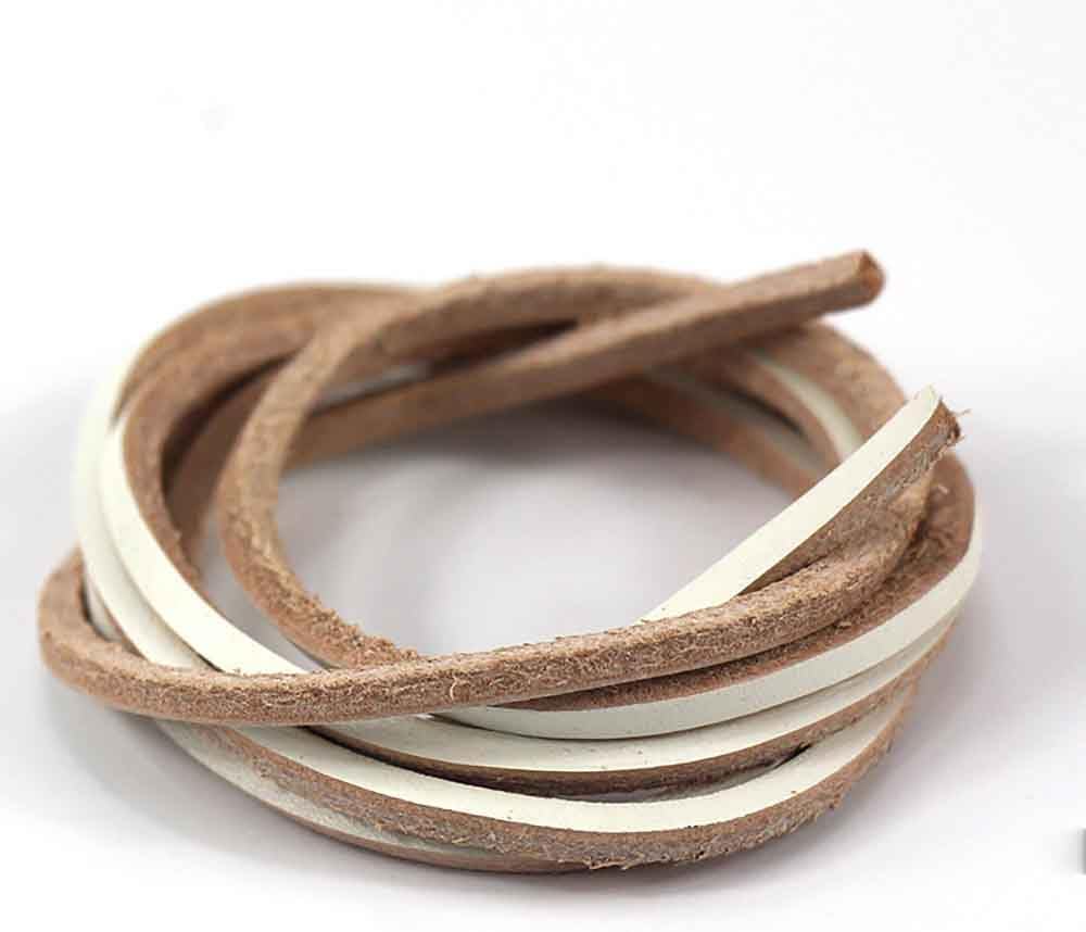 3mm Flat Genuine Leather Strip Cord Lace Full Grain Cowhide Leather Laces Lacing Braiding String (Dark Brown,78 inch Length)