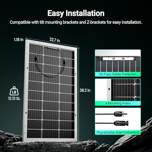 HQST Bifacial 200 Watt 12V Solar Panel, 9BB Monocrystalline Solar Panel High Efficiency Module PV Power for Battery Charging Boat, Caravan and Other Off Grid Applications,2 Pack - Thumbnail 6