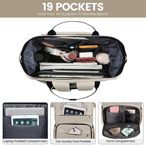 Image of LOVEVOOK Laptop Backpack for Women Teacher Backpack Nurse Bag,Work Bags Backpack Purse Bag Anti-Theft Travel Backpacks with USB Charging Port,15.6 Inch Backpacks for College Business Casual