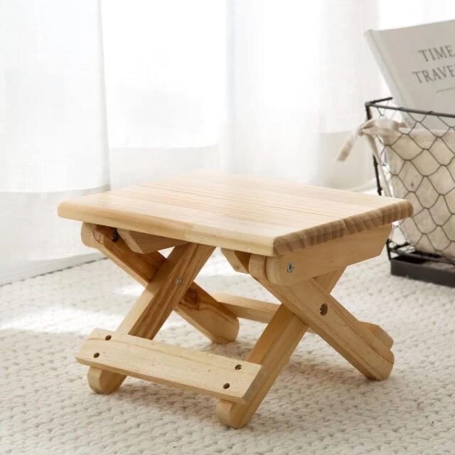 Mini Taburete Plegable de Madera Maciza. Banqueta Compacta Plegable para Niños y Adultos. Asiento Portátil para el Hogar,...