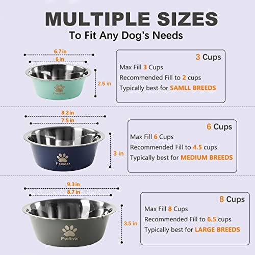 Podinor Dog Bowl - 2 Pack Stainless Steel Non Slip Dog Bowls Metal Food Water Dog Bowls For Medium And Large Dogs #TOP2