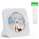 Gueray CDプレーヤー 卓上 Bluetooth送受信対応 充電可能 スピーカー内蔵 ポータブル cdplayer 多機能 USB再生 AUX入力 A-Bリピート 定時OFF機能 cdラジカセ ワイドFMラジオ cdラジオ プレイヤー 語学学習 音楽鑑賞 防災 PSE認証済み 日本語説明書付き ホワイト