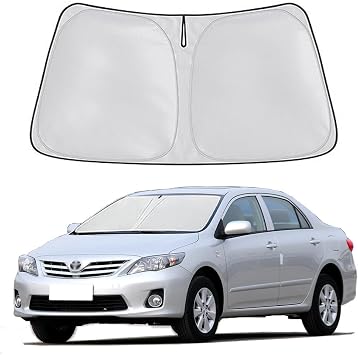 Windshield Sun Shade for Toyota Corolla 2009 2010 2011 2012 2013 Front Window Sun Visor Protector for Toyota Corolla SE XSE L LE XLE Hybrid Sedan Accessories Foldable Sunshade Blocks UV Rays Keep Cool