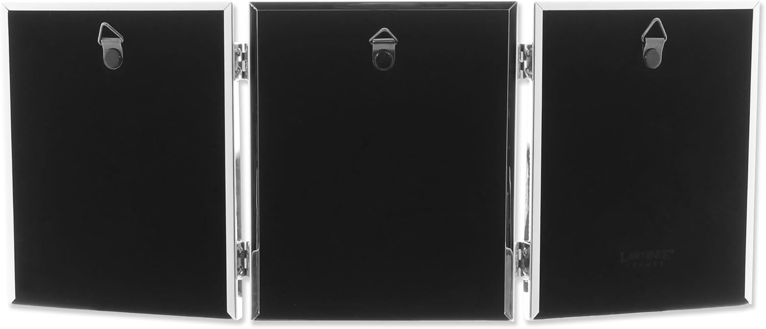 Lawrence Frames 510745T Silver Plated Double Bead Hinged Triple Picture Frame, 4 by 5-Inch