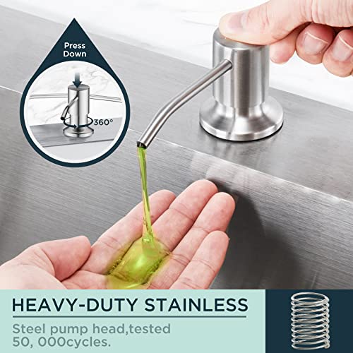 Forious Brushed Nickel Soap Dispenser For Kitchen Sink, Built In Sink Soap Dispenser, Countertop Kitchen Sink Soap 18 Oz Bottle Built In Refill From The Top #TOP1
