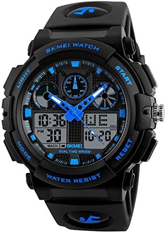 SKMEI Men's Sports Watch, Large Face Waterproof Dual Time Stopwatch Alarm LED Back Light Count Down Wrist Watch - 1270