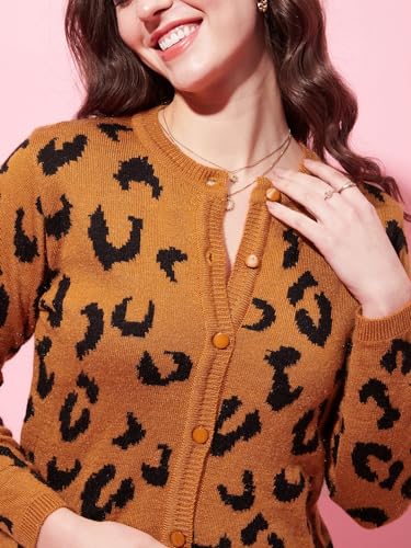 Image of Modeve Animal Print Round Neck Casual Women Sweater