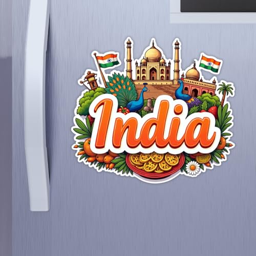GiftOday India Country Theme Souvenir Wooden Refrigerator Stylish Fridge Magnet - Perfect Souvenir Gift for Brother, Sister, Kids | Kitchen Decor | Fridge Decoration | Size 3x3 Inches | Pack of 1 view 2