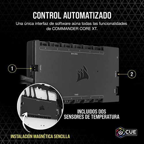 Corsair iCUE COMMANDER CORE XT, controlador digital de iluminación RGB y velocidad de ventiladores (Hasta 6 ventiladores PWM y 264 LEDs RGB, Modo cero RPM, Monitoreo temperatura) Negro (CL-9011112-WW) - imagen 6