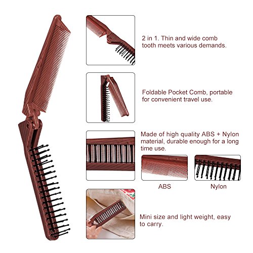 KKmoon Pente de cabelo dobrável Escova de cabelo portátil para viagem Pente de cabelo Escova de cabe