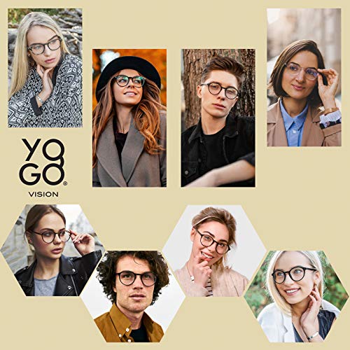 Image of Yogo Vision Blue Light Blocking Glasses Men Women Computer Anti Eyestrain Glasses Round Frame Blue Light Blocker Eyeglasses