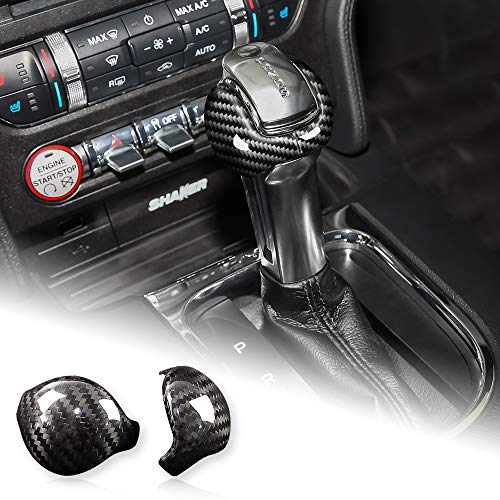 AIRSPEED Car Gear Shift Knob Cover Interior Accessories Sticker for Ford Mustang 2015-2022 Automatic, Carbon Fiber