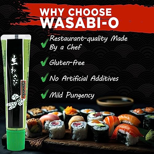 Wasabi-O Wasabi-Paste 43 g, echte japanische Wasabi-Sauce, frische japanische Wasabi-Paste zum Dippen mit Sushi, Lachs, Sashimi, Meeresfrüchten – Vegan, Vegetarisch, Halal (3 Stück)