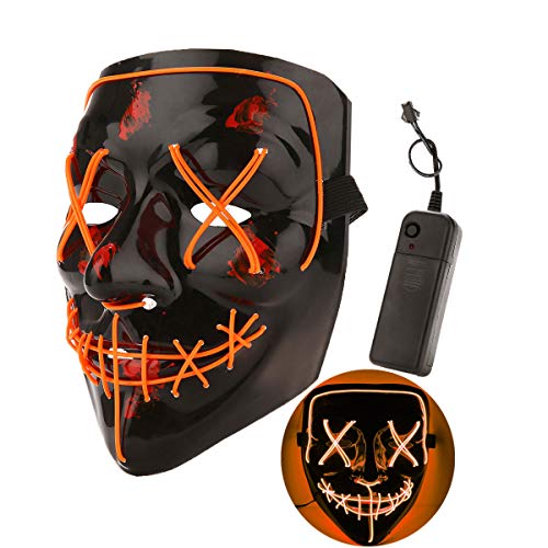 Halloween Scary Mask LED Light Up Masks Adult (Orange)