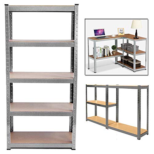 AUTOFU Heavy Duty Shelving Unit 5 Tier Racking Unit 150x70x30cm Metal Storage Shelves Unit for Garage Shed Kitchen Warehouse Workshop Office Industrial Storage(Galvanised)