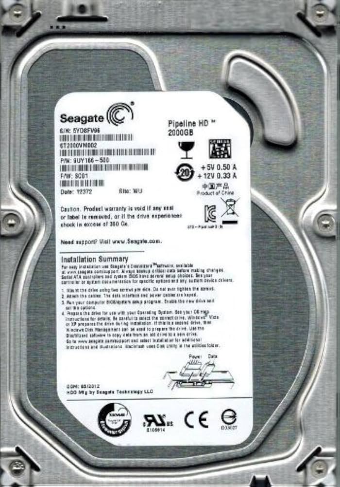 Seagate ST2000VM002（3.5インチ HDD 2TB） Amazon.co.jp: SeagateパイプラインHD ( st2000vm002 ) 2tb 64
