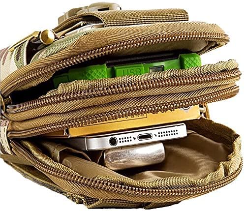 Meakwisht Military Camouflage Tactical Waist Pouch Mobile Phone Holder for Men with Dual Zipper Compartments and Belt Loop Holster for Outdoor Hiking (Pack of 1) 1