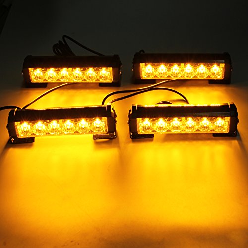 Justech 4 In 1 Strobe Lights Amber Hazard Warning Beacon Light With Car Charger, Emergency Surface Mount Grill Flashing Warning Light 12V 24V Universal For Car Truck Trailer Caravan Camper Van #TOP2
