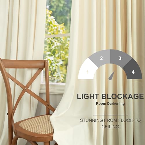 Image of 72 Inch Long Curtains Velvet 2 Panel Soft Lightweight Light Dimming Dining Room Darkening Luxury Living Room Curtain for Girls Bedroom Nursery Off White Darkening Thermal Drapes Length Ivory Off White