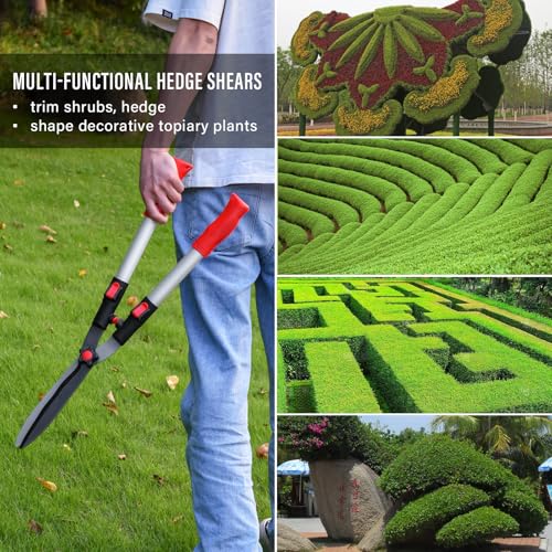 FLORA GUARD Telescopic Hedge Shear, Extendable Handles Adjust to Exact Length Required 67cm to 88cm, Super Lightweight Approx 1kg, Garden Shears with Aluminum Handle, Ideal for Trim Hedges and Bushes - 8