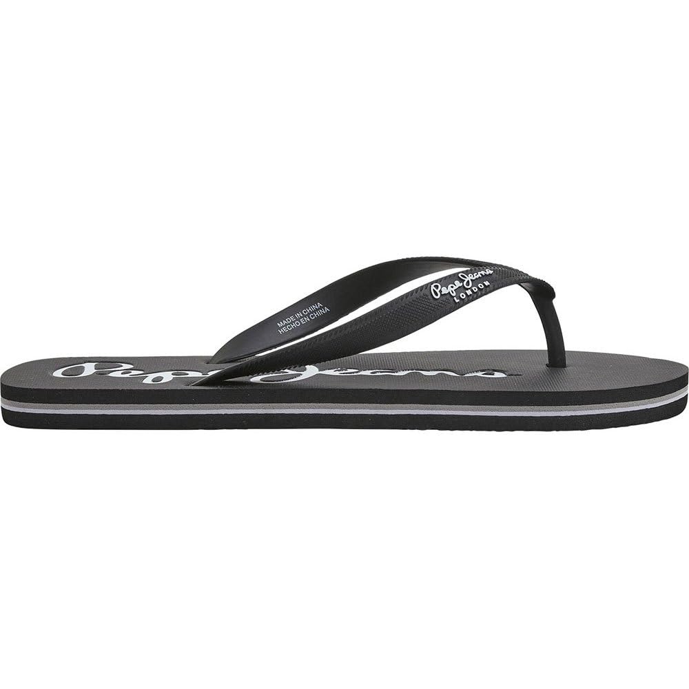 Pepe Jeans London Mens Bay Beach Basic Flip Flops Sandals Black 10 UK