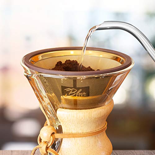 Blue Brew Bb1004 Stainless Steel Double-Layered Pour Over Coffee Dripper, Paperless Coffee Filter, Sustainable Brewing, Titanium (1-4 Cups) #TOP4