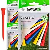 LIGNUM 50x More Durable Microwood Golf Tees 3 1/8 Inch - 82mm / Adjustable Golf Tee/Innovative Wood Fibre and Natural Adhesives/Golf Tee, Golf Tees 3 1/8, Tees Golf, Golf Ball Tees / 36 Pieces, 3 Pack