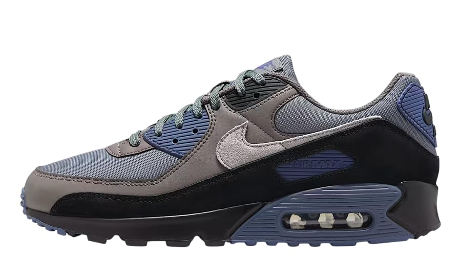 NIKE Air MAX 90, Sneaker Hombre, Gris Humo Lt Gris Humo Difuso Azul, 41 EU