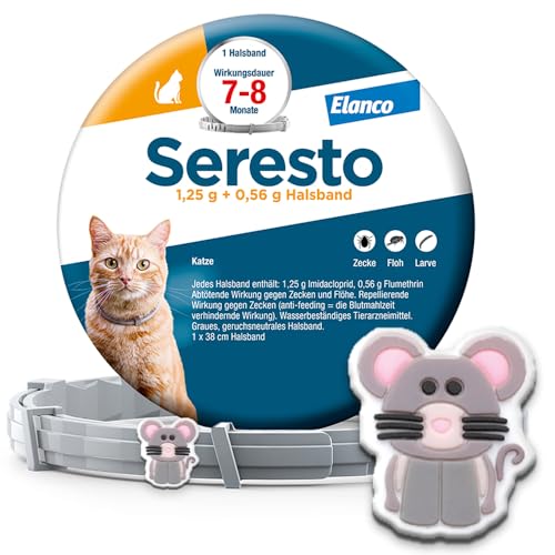 Seresto Zeckenhalsband für Katzen 7-8 Monate Zeckenschutz mit Anhänger