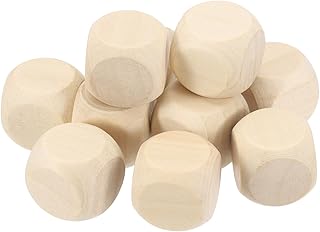 PATIKIL 20mm 未加工 白木 さいころロ 10個セット 角丸 6面 木製 キューブ DIY クラフト プロジェクト用 ベージュ