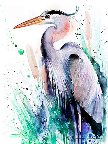 Buy Great blue heron Watercolor Painting Print 8x10 inches, artist ...