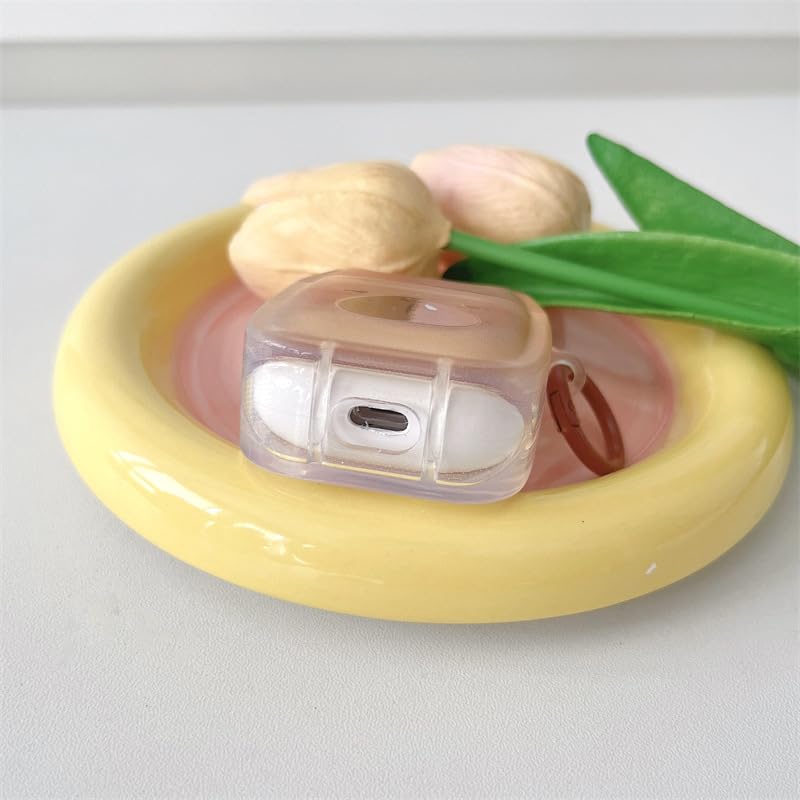 Image of Transparent Clear Earphone Case for AirPods 4, Cute Lovely Cat Face Soft TPU Silicone Case, Kitty Ear AirPods 4 Cover Protective Skin Shockproof Protector for iPod Earbuds -Capybara