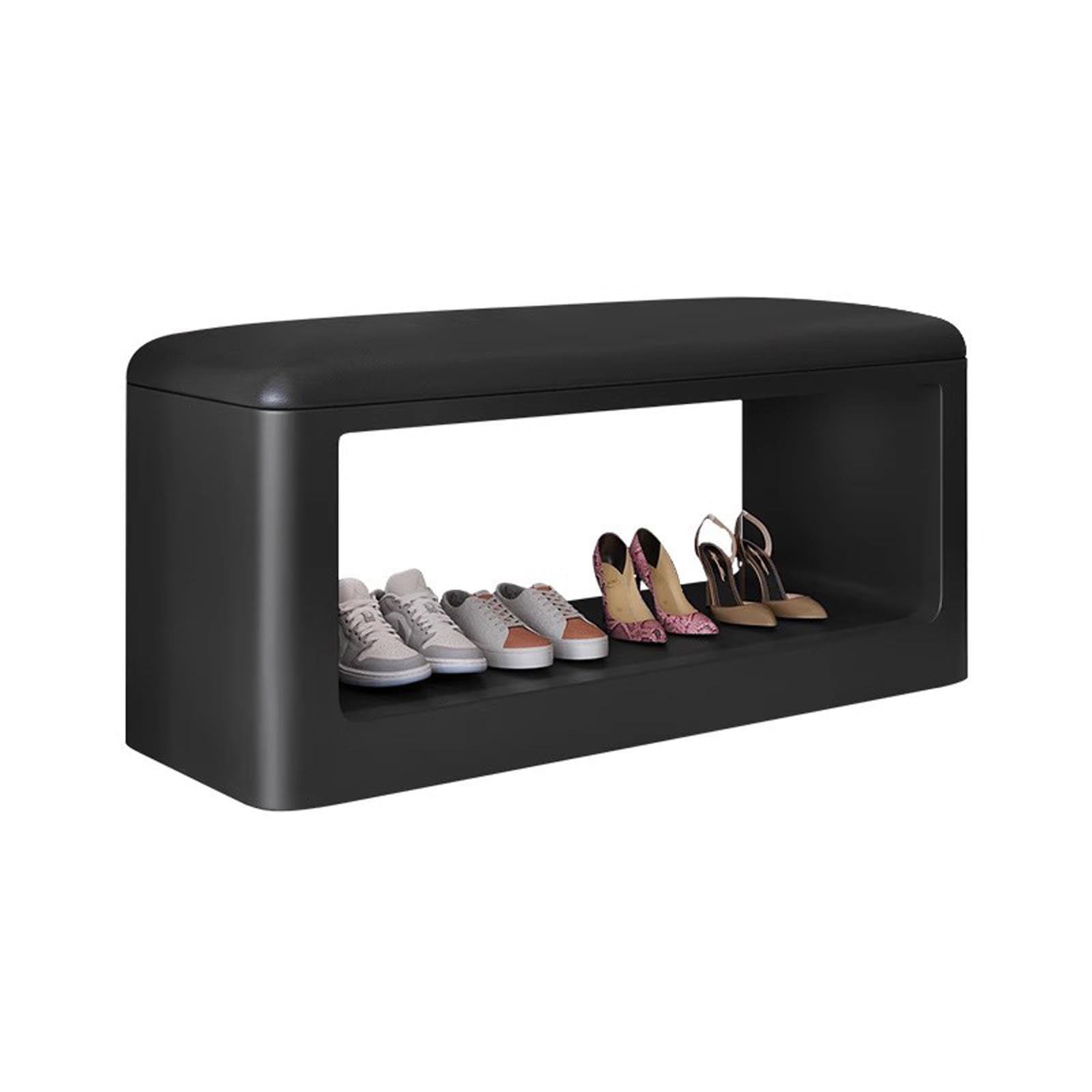 Banco de Entrada de Cuero con Asiento, Asiento de Ventana Banco de Zapatos para Baño Pasillo, Banqueta Tapizado Soporta hasta 330 LB