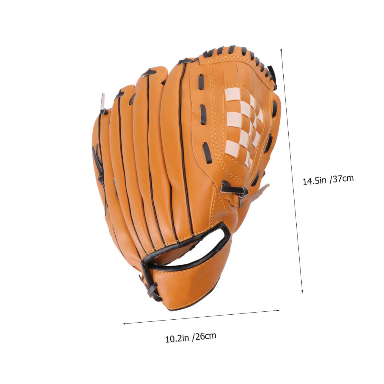 HOLIDYOYO Yellow Left Hand Baseball Glove for Outdoor Softball Sports Durable Material with Cushioned Palm Pad and Strap for Team Training and Games