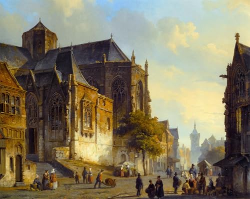 Poster Cornelis Springer tableau toile de ville néerlandaise décoration murale salon 60x90 cm
