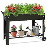 Fleecy day Raised Garden Planter Beds with Wheels Legs, Large Planters Box for Indoor Outdoor Plants
