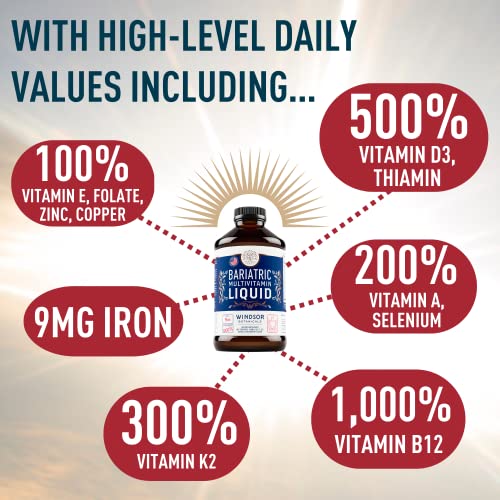 Bariatric Multivitamin With Iron Liquid Supplement - Post Gastric Bypass, Gastric Sleeve Vitamins - For Men And Women Post Sleeve Gastrectomy - Veggie, Non-Gmo, Strawberry Flavor - 30 Day Supply #TOP3