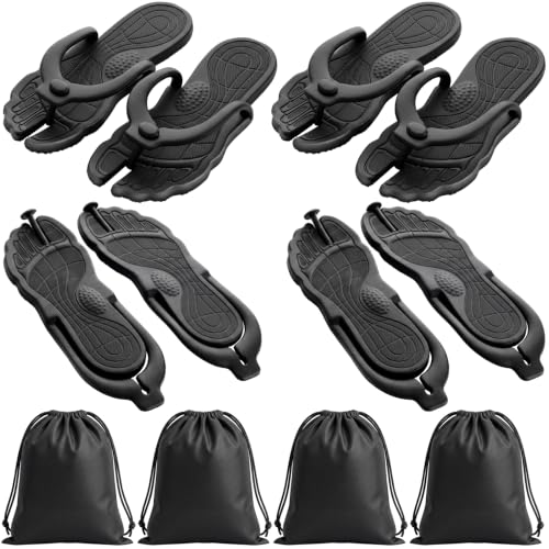 Image of Cuffbow 4 Pairs Foldable Flip Flops for Women Men Travel with 4 Pcs Bag Non Slip Quick Dry Lightweight Disposable Shower Shoes Slippers Thong Sandal Beach Bathroom Camping