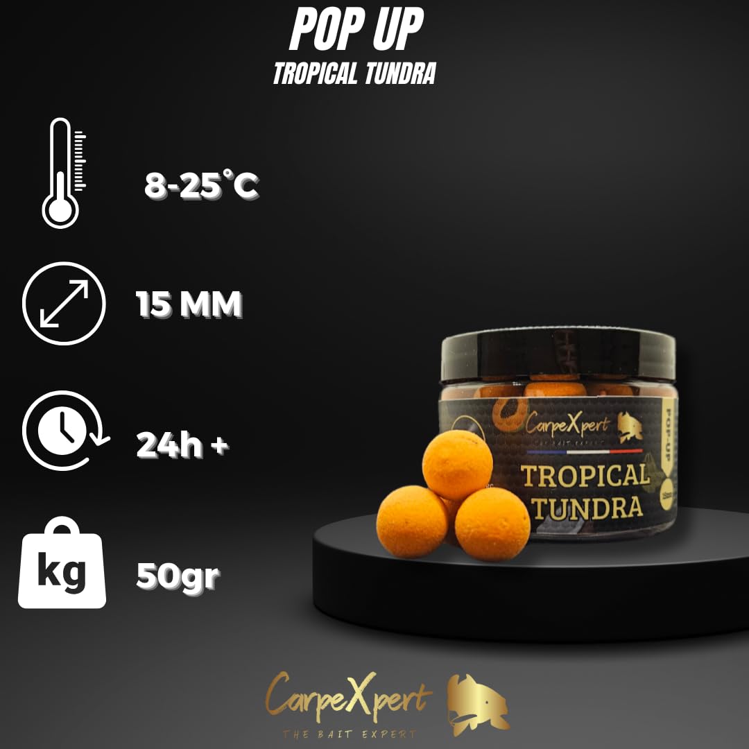 Gamme Tropical Tundra - Bouillette 20mm + Pop-Up + Bait-Spray - Fruité & Hyperprotéiné - Toutes Saisons - Appât pêche Carpe, Amorce Longue Durée, Attractant Puissant