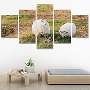 SIGNWIN 5 Panel Canvas Wall Art Animals Expressionism...